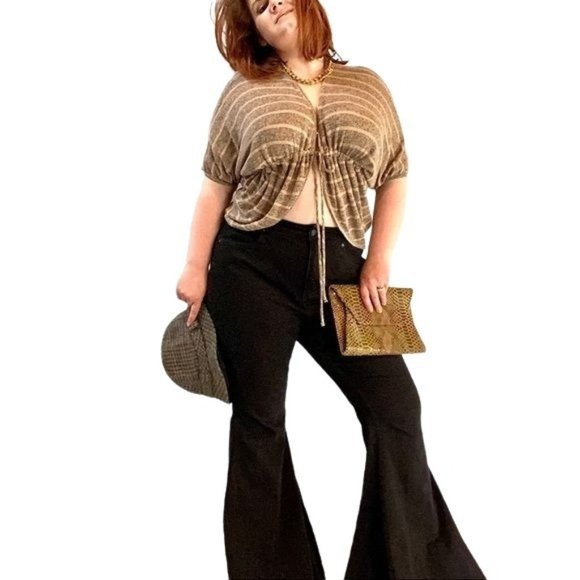 Anthropologie Twinkle Tan Boho Striped Cardigan Sweater - Picture 5 of 11